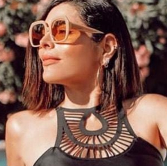 Sunglasses Dark Pinkish Brown Tan Oversized Round Square Full Rim - Picture 6 of 16